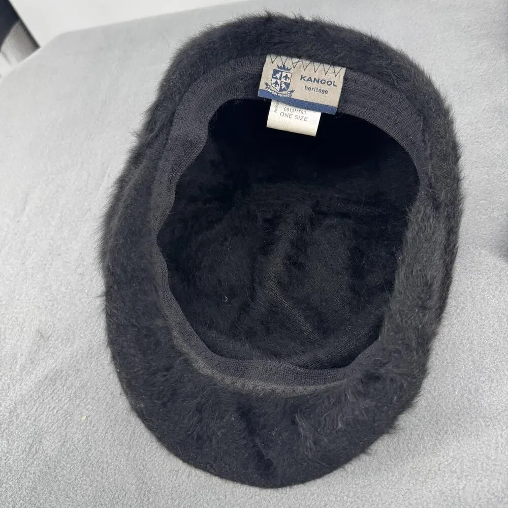 Kangol Heritage Furgora Wendy Black Angora Blend Fuzzy Cap Hat One Size